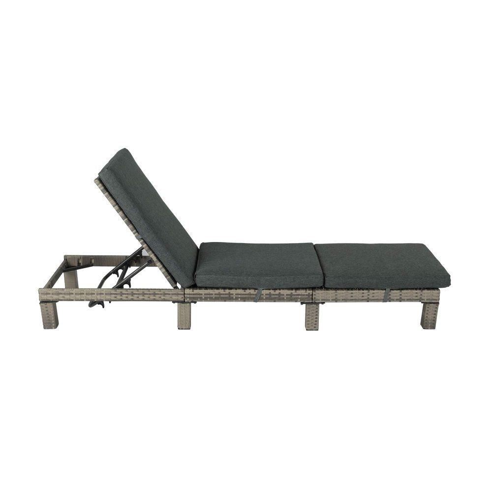 Grey Rattan Sunbed with Adjustable Recline - Bring To Door 