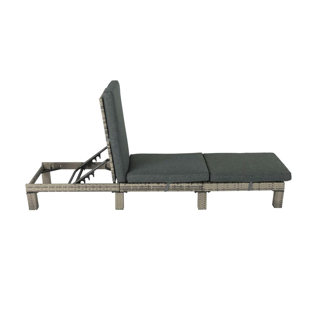 Grey Rattan Sunbed with Adjustable Recline - Bring To Door 