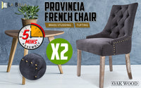 Thumbnail for 2X French Provincial Dining Chair Oak Leg AMOUR BLACK