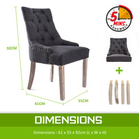 Thumbnail for 2X French Provincial Dining Chair Oak Leg AMOUR BLACK