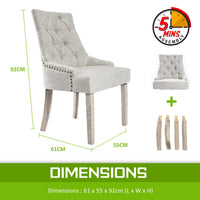 Thumbnail for 2X French Provincial Dining Chair Oak Leg AMOUR CREAM