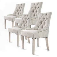 Thumbnail for 4X French Provincial Dining Chair Oak Leg AMOUR CREAM