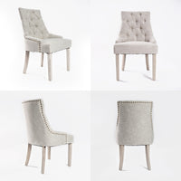 Thumbnail for 4X French Provincial Dining Chair Oak Leg AMOUR CREAM