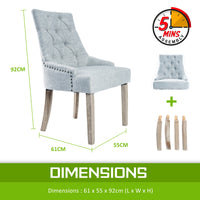 Thumbnail for French Provincial Dining Chair Oak Leg AMOUR GREY