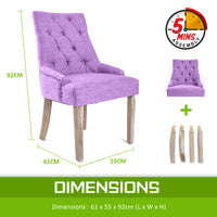 Thumbnail for French Provincial Dining Chair Oak Leg AMOUR VIOLET