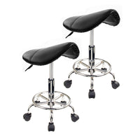 Thumbnail for 2X Swivel Salon Barber Stool Chair Saddle Type BLACK