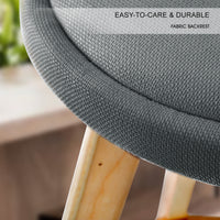 Thumbnail for 2X Wooden Bar Stool Dining Chair Fabric LEILA 72cm GREY