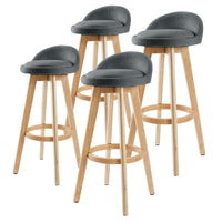 Thumbnail for 4X Wooden Bar Stool Dining Chair Fabric LEILA 72cm GREY