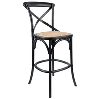 Thumbnail for Aster Crossback Bar Stools Dining Chair Solid Birch Timber Rattan Seat - Black