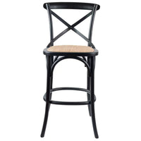 Thumbnail for Aster Crossback Bar Stools Dining Chair Solid Birch Timber Rattan Seat - Black