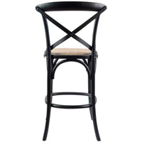 Thumbnail for Aster Crossback Bar Stools Dining Chair Solid Birch Timber Rattan Seat - Black