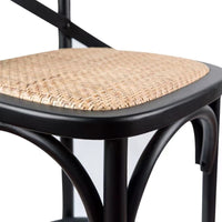 Thumbnail for Aster Crossback Bar Stools Dining Chair Solid Birch Timber Rattan Seat - Black