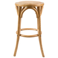 Thumbnail for Aster 2pc Round Bar Stools Dining Stool Chair Solid Birch Timber Rattan Seat Oak