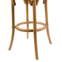 Thumbnail for Aster 2pc Round Bar Stools Dining Stool Chair Solid Birch Timber Rattan Seat Oak