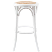 Thumbnail for Aster 3pc Round Bar Stools Dining Stool Chair Solid Birch Wood Rattan Seat White