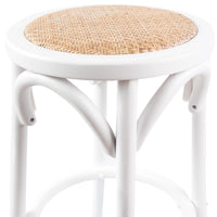 Thumbnail for Aster 3pc Round Bar Stools Dining Stool Chair Solid Birch Wood Rattan Seat White