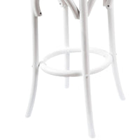 Thumbnail for Aster 3pc Round Bar Stools Dining Stool Chair Solid Birch Wood Rattan Seat White