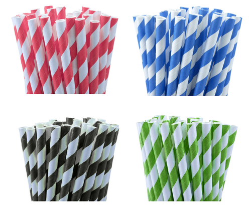 200 Pack Black White Drinking Straws Biodegradable Eco Paper Birthday Party Event Bistro Bar Cafe Take Away - Bring To Door 