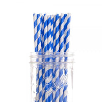 Thumbnail for 200 Pack Blue White Drinking Straws Biodegradable Eco Paper Birthday Party Event Bistro Bar Cafe Take Away - Bring To Door 