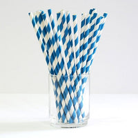 Thumbnail for 200 Pack Blue White Drinking Straws Biodegradable Eco Paper Birthday Party Event Bistro Bar Cafe Take Away - Bring To Door 