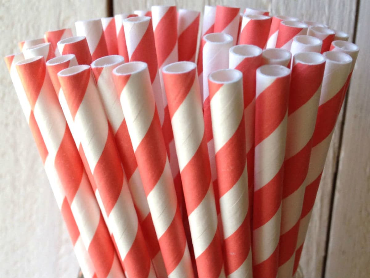 1000 Bulk Wholesale Pack Red White Drinking Straws Biodegradable Eco Paper Birthday Party Event Bistro Bar Cafe Take Away - Bring To Door 