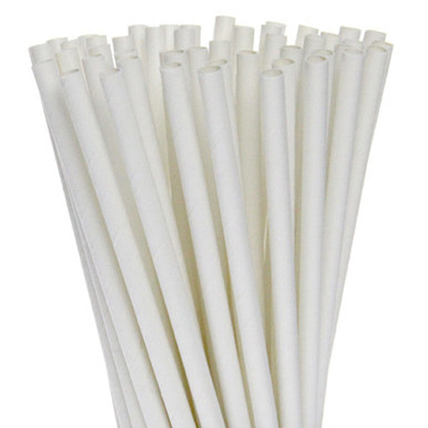 200 Pack White Drinking Straws Biodegradable Eco Paper Birthday Party Event Bistro Bar Cafe Take Away - Bring To Door 