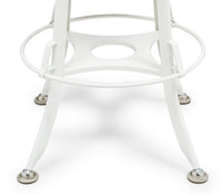 Thumbnail for White Bar Stool Hamptons Style Height Adjustable and Swivel with Natural Wood Top