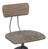 Thumbnail for Industrial Swivel Height Adjustable Grey Oak Wood Bar Stool Chair with Back