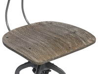 Thumbnail for Industrial Swivel Height Adjustable Grey Oak Wood Bar Stool Chair with Back