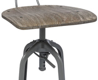 Thumbnail for Industrial Swivel Height Adjustable Grey Oak Wood Bar Stool Chair with Back