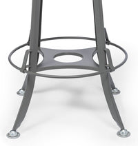 Thumbnail for Industrial Swivel Height Adjustable Grey Oak Wood Bar Stool Chair with Back