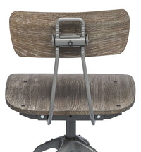 Thumbnail for Industrial Swivel Height Adjustable Grey Oak Wood Bar Stool Chair with Back