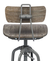 Thumbnail for Industrial Swivel Height Adjustable Grey Oak Wood Bar Stool Chair with Back