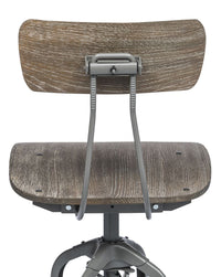 Thumbnail for Industrial Swivel Height Adjustable Grey Oak Wood Bar Stool Chair with Back