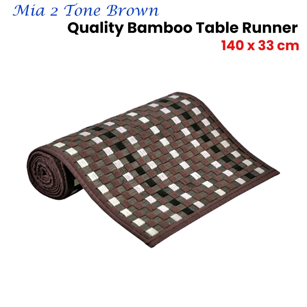 Mia 2 Tone Brown Bamboo Table Runner 140 x 33cm - Bring To Door 