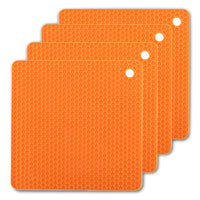 Thumbnail for 4 Pack Multi Purpose Silicone Insulation Mat Heat-Resistant Dishes Pads(Orange) - Bring To Door 