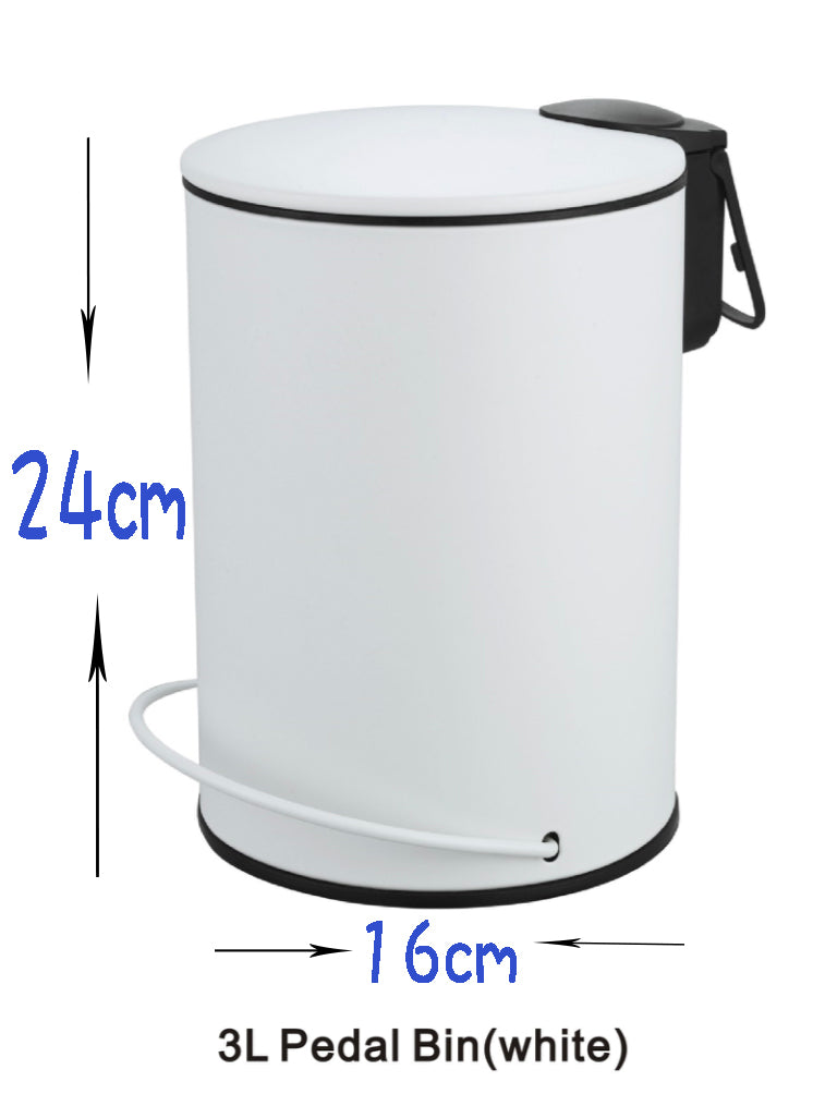 3L Soft Close Pedal Bin White - Bring To Door 