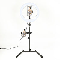 Thumbnail for 12 Inch LED Video Ring Light with Tabletop Light Stand and Phone Holder Black