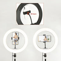 Thumbnail for 12 Inch LED Video Ring Light with Tabletop Light Stand and Phone Holder Black