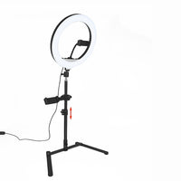 Thumbnail for 12 Inch LED Video Ring Light with Tabletop Light Stand and Phone Holder Black